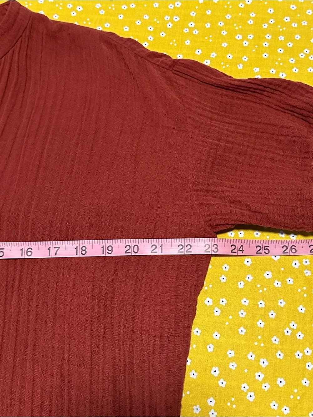 Eileen Fisher Brick Red Crinkle Button-Front Dress - Picture 9 of 11